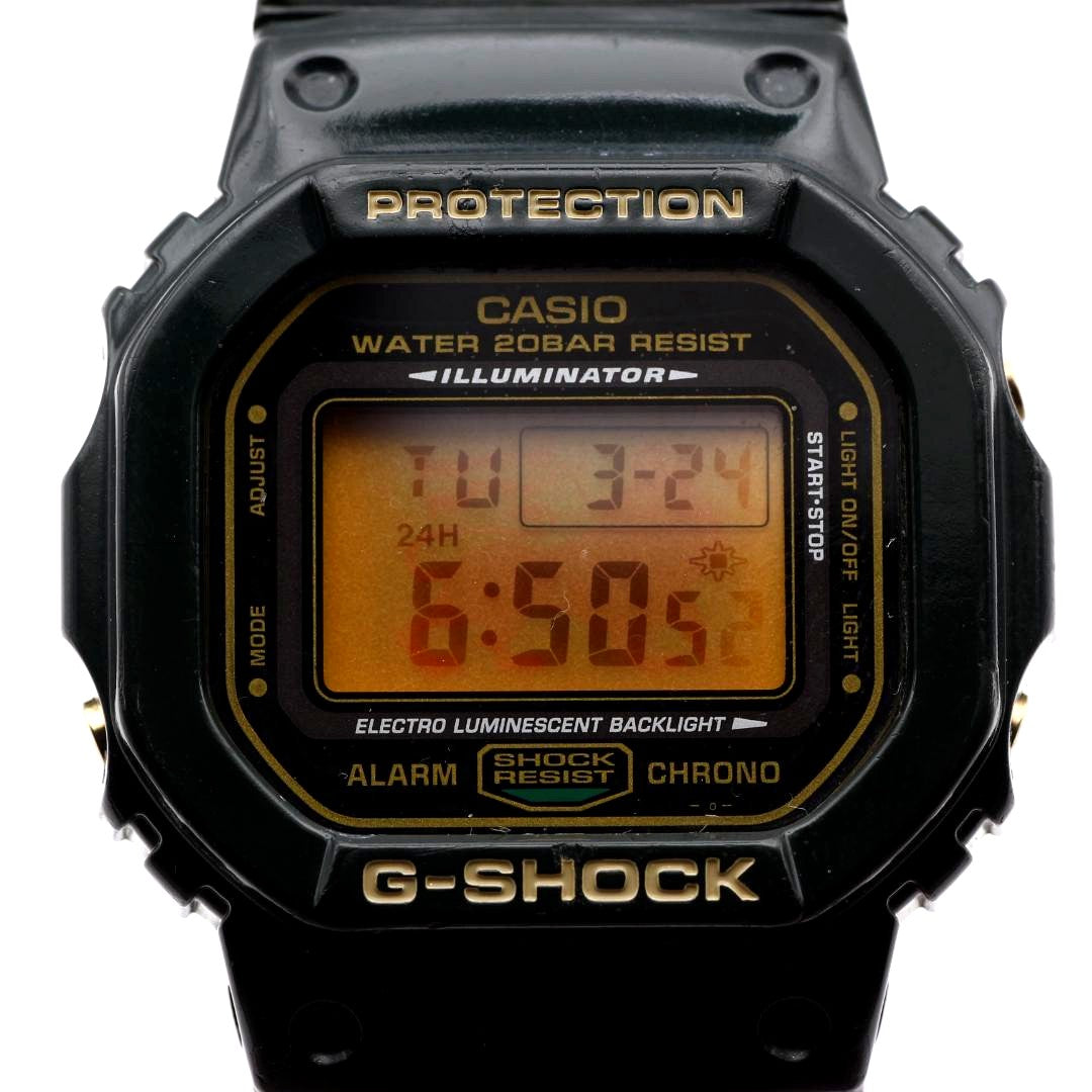 Casio G-Shock DW-5600R Rastafarian digital watch for men with Jamaica flag colors and lion EL backlight