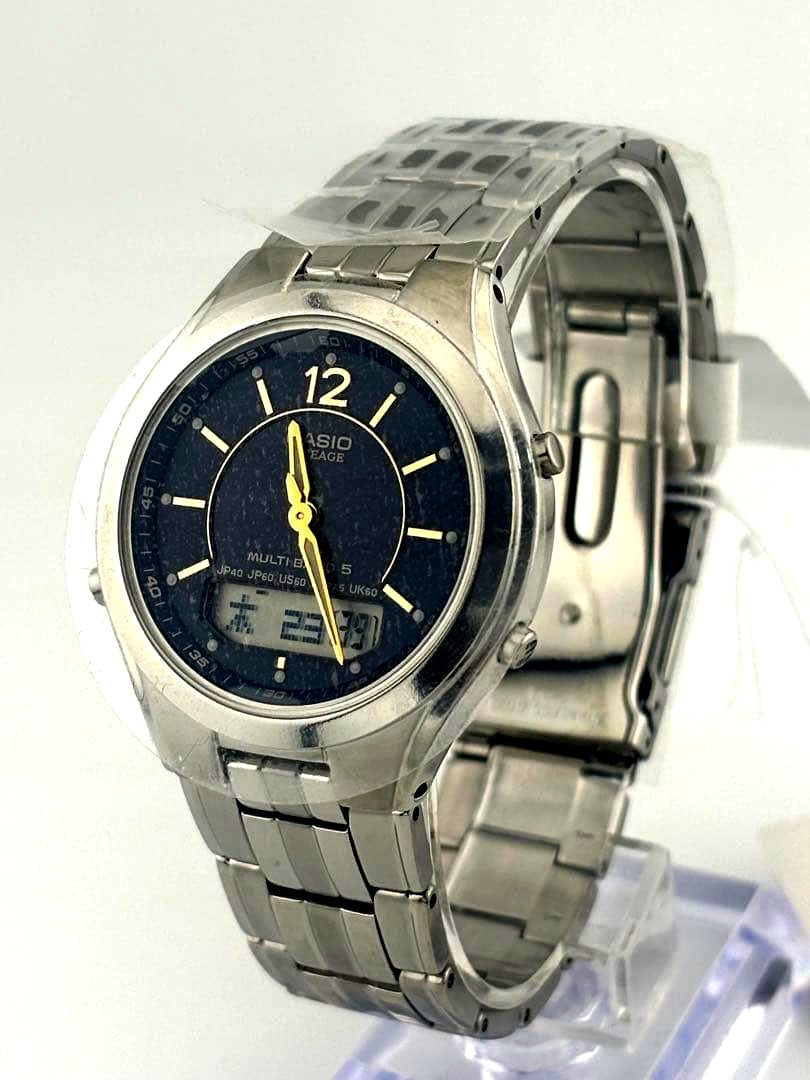 Casio Lineage LCW-M200DJ-2AJF watch with navy dial and silver full-metal body