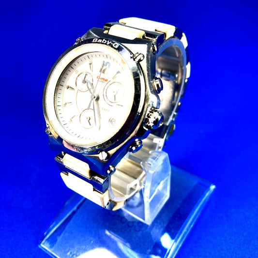 Casio Baby-G MSA-700C silver and white unisex watch showing bezel, band, and clean glass face