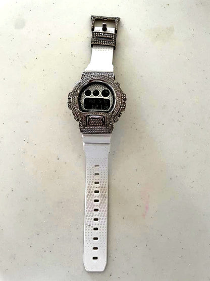 Casio G-Shock G-100-1A3DR watch with green resin band and analog-digital display