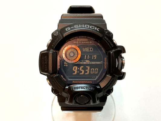 Used Casio G-SHOCK GW-9400BJ Rangeman Tough Solar digital watch with visible wear and scratches