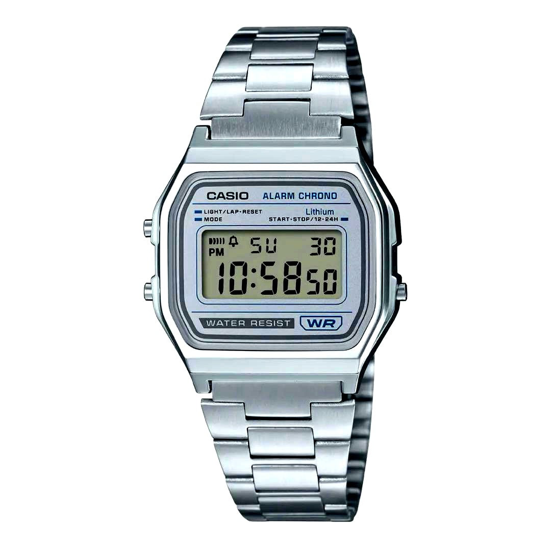 Casio digital wristwatch rare model with metal band and Japan-made water resistance