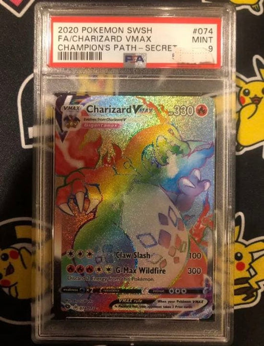Authentic Japanese Pokemon Card Charizard VMAX HR graded PSA 9 in protective case