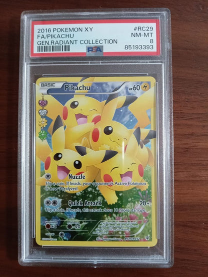 Pokekyun Pikachu English trading card 2016 PSA8 graded collectible from Japan import