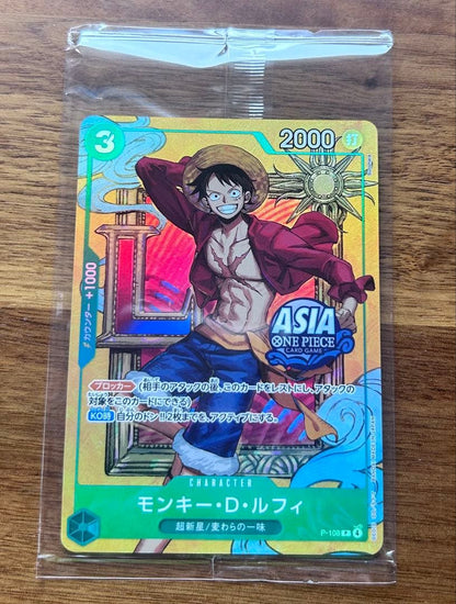 Sealed One Piece Card Game Mini Tin with Luffy P-108 Asia Import character card in unopened packaging.