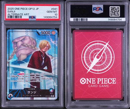 PSA 10 graded One Piece Sanji OP12-041 Leader Parallel trading card Japan import