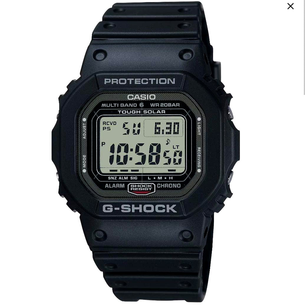 Casio G-Shock GW-5000U-1JF digital solar watch with resin band and metal DLC coated case