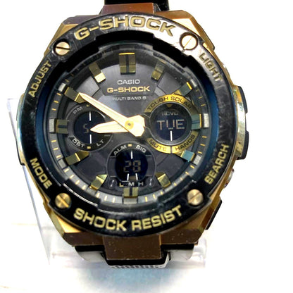 Casio G-Shock GST-W100 G radio solar watch with gold case and black urethane strap