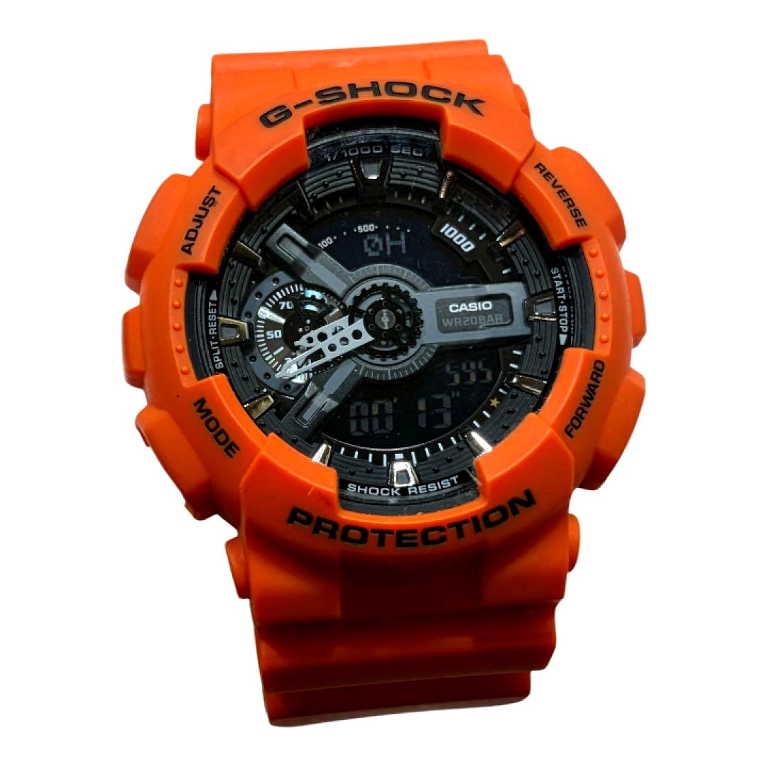 Casio G-Shock GA-110MR orange and black wristwatch with analog and digital displays