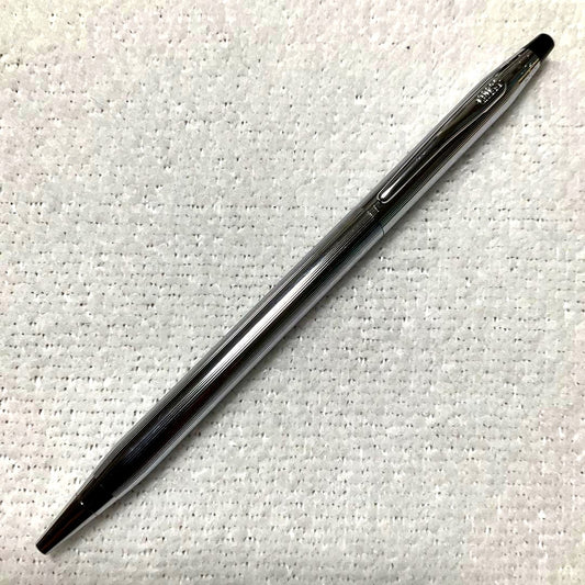 Cross Silver Stripe Ballpoint Pen with clean silver finish, used excellent condition, Japan import