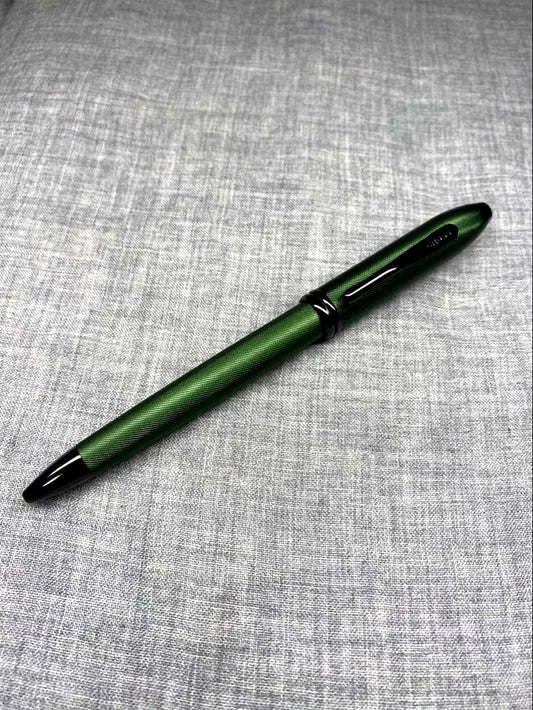 Used Cross Townsend Midnight Green ballpoint pen shown in close-up