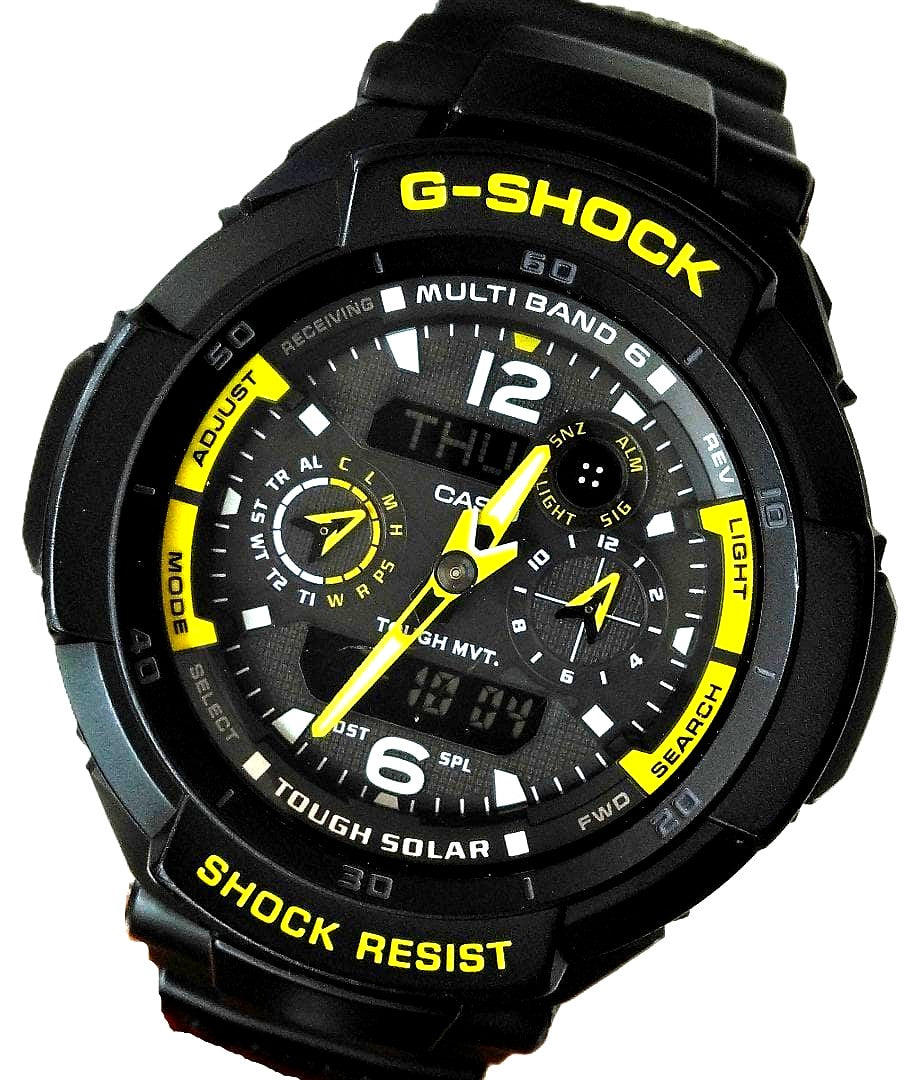 Casio G-Shock Sky Cockpit GW-3500B black dial resin and stainless steel watch with solar power