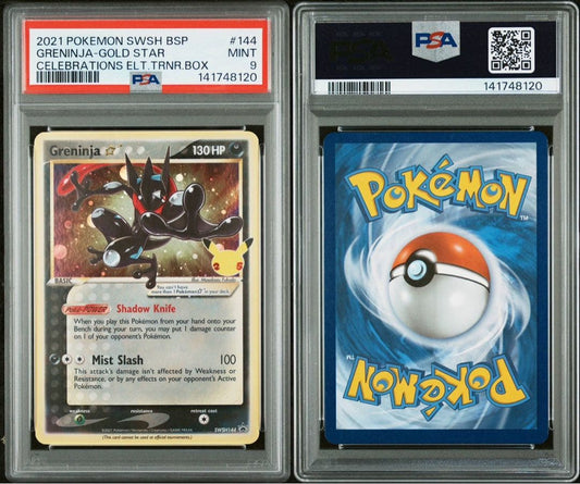 Pokemon Greninja trading card PSA 9 with 130 HP, Shadow Knife and Mist Slash move