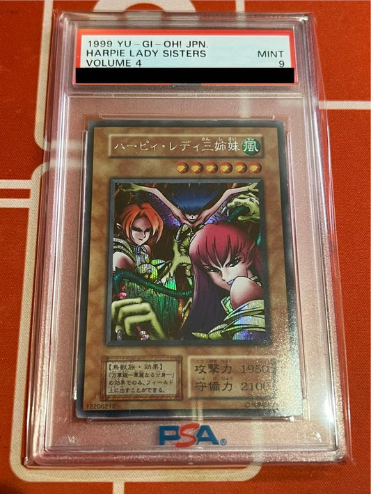 Yugioh Harpie Lady Sister 1st Edition PSA 9 graded trading card in protective case