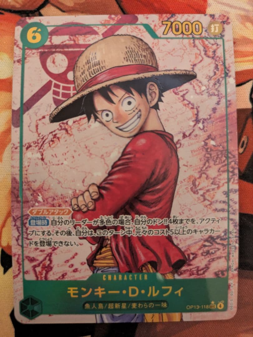 One Piece Card Game OP13-118 SEC Parallel Luffy Japanese card in protective sleeve