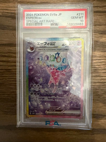 Pokemon PSA10 Eefiex SAR card numbered 211/187 with GEM MT 10 grade and PSA certification