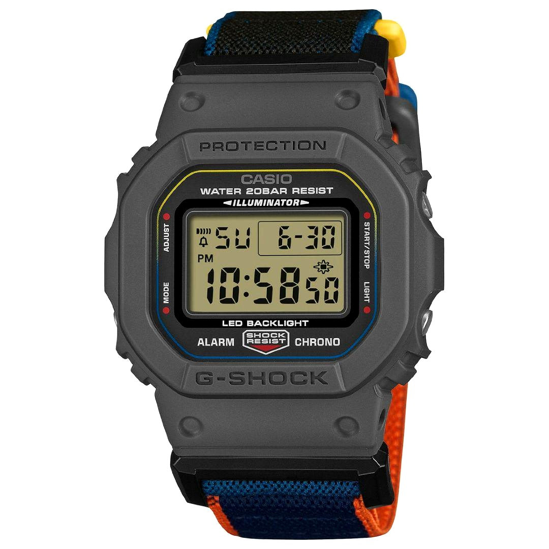 Casio G-Shock DW-5600MNC-8A2JF watch with gray cloth band and magnetic buckle Japan import