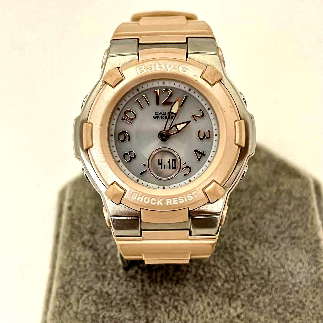 Casio Baby-G Tripper BGA-1100 analog quartz watch with black band and round face, Japan import