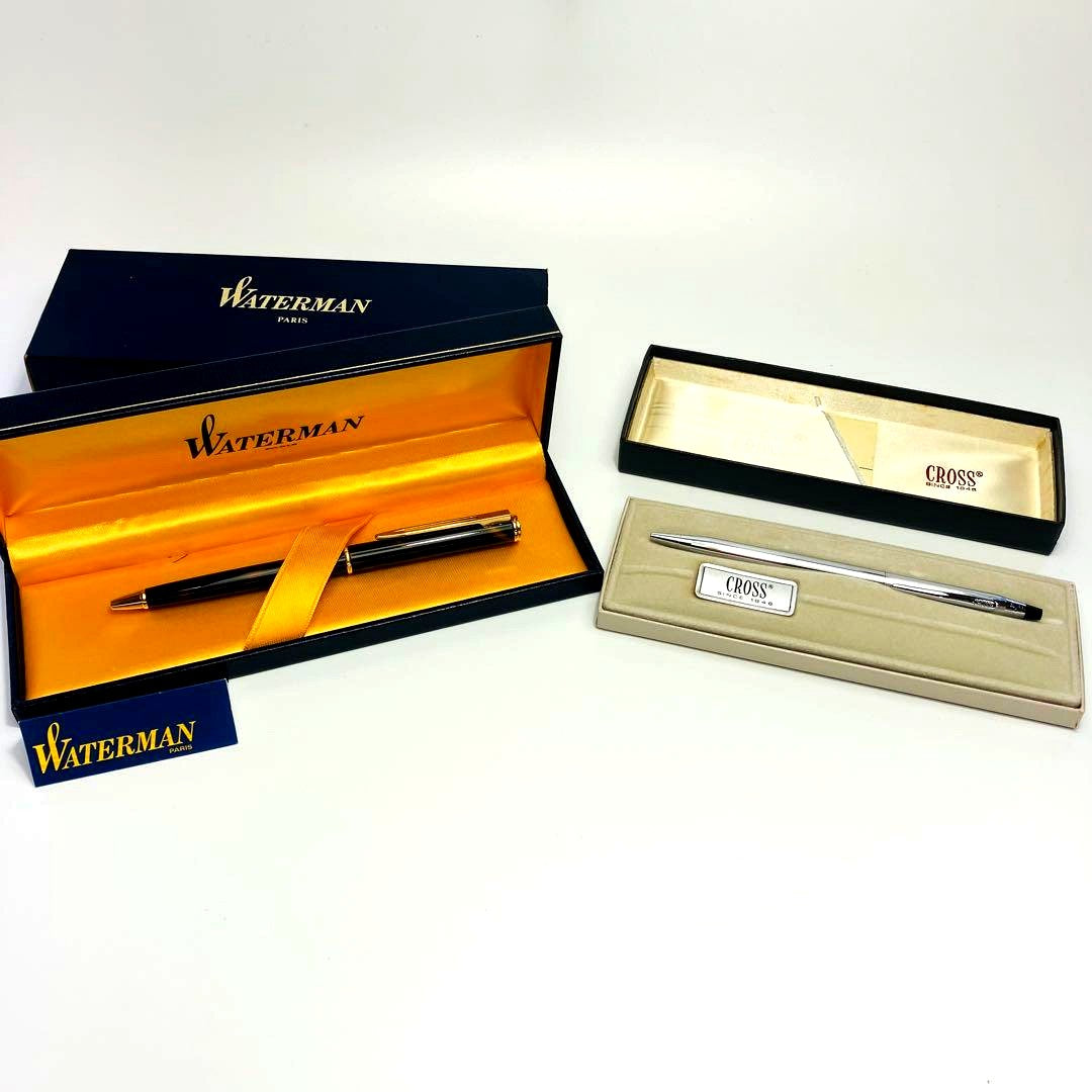 Waterman Pen and Cross Chrome Twist Ballpoint Pen Set with Box