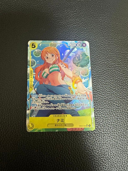 One Piece Card Game SR Parallel Nami card EB03-053 shown with condition details