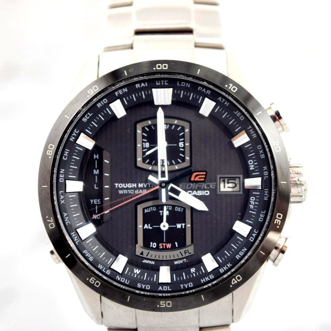 Casio Edifice Chronograph EQW-A1100DB-1AJF black and silver solar watch with stainless steel band