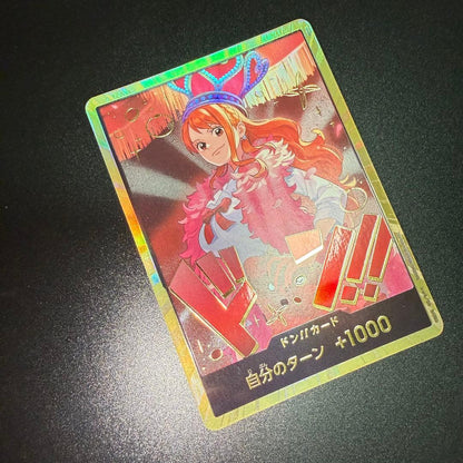 One Piece Monkey D. Luffy OP05 SR gold Japanese trading card from the official Card Game series
