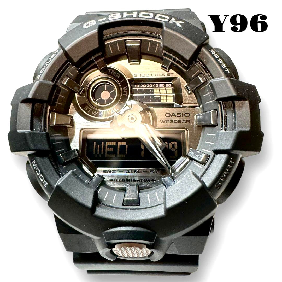 Casio G-Shock GA-710 WA20BAR black and silver digital watch with stainless steel back and shock resistant design