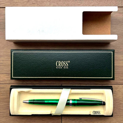 Cross Solo Translucent Ballpoint Pen - Emerald Green Transparent Resin — Japan Import