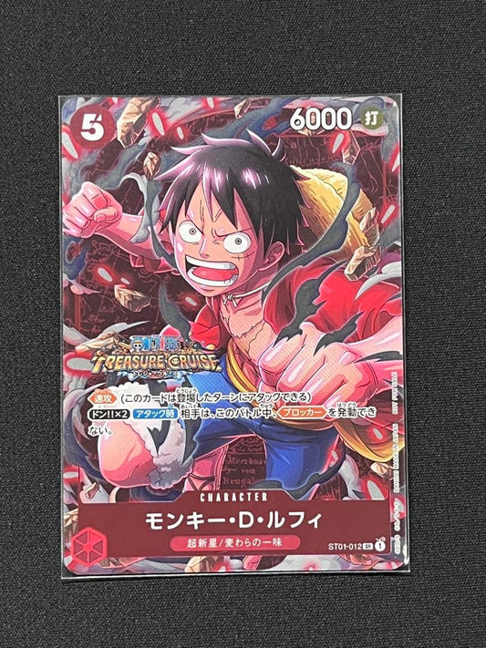 One Piece Monkey D. Luffy promotional trading card ST01-012 with red attribute and 6000 power