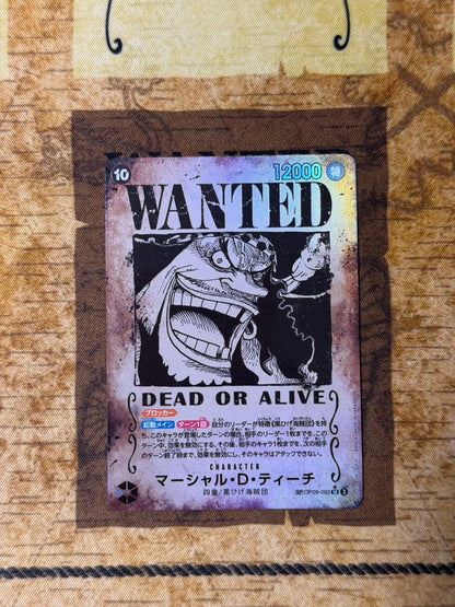 Blackbeard Marshall D. Teach character card with 12000 power, cost 10, from Blackbeard Pirates in Konosuba booklet