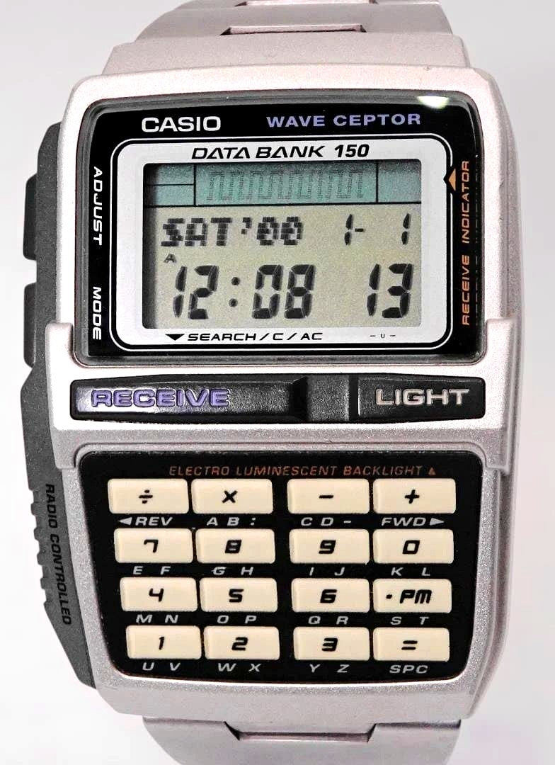 Casio Data Bank DBC-W151Q digital calculator watch with battery replaced showing clear display and buttons