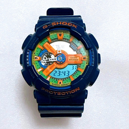 Casio G-Shock GA-110FC-2AJF multicolor dial analog-digital watch with shock resistance and 20 ATM water resistance