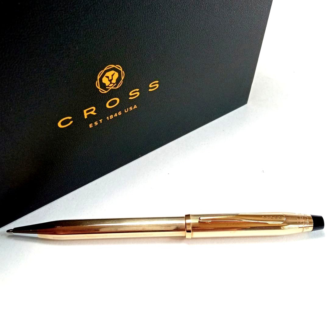 Cross Classic Century Ⅱ ballpoint pen model CRB98 with 10-karat gold plating and black and gold design