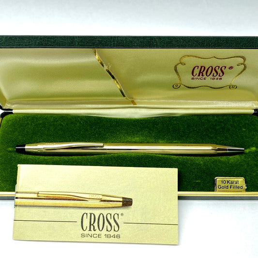 Cross Classic Century ballpoint pen with 10K gold filled body and Nikkei logo twist mechanism with case