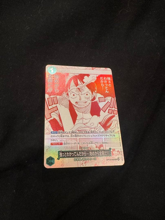 One Piece Card Game 3rd Anniversary Treasure Promo Luffy card with visible scratches and dirt Japan import