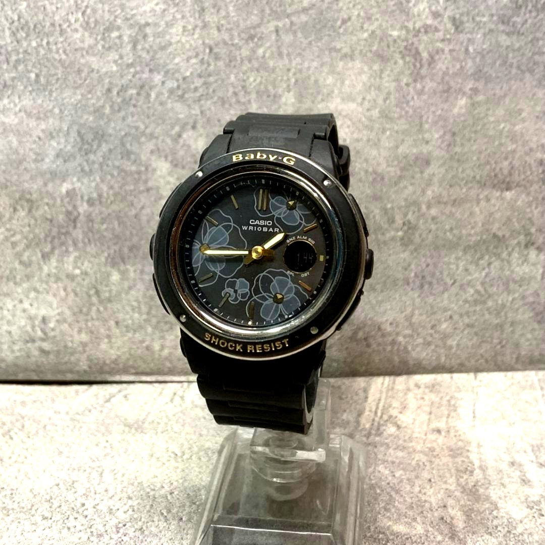 Casio Baby-G BGA-150FL-1AJF watch with floral dial and black resin band