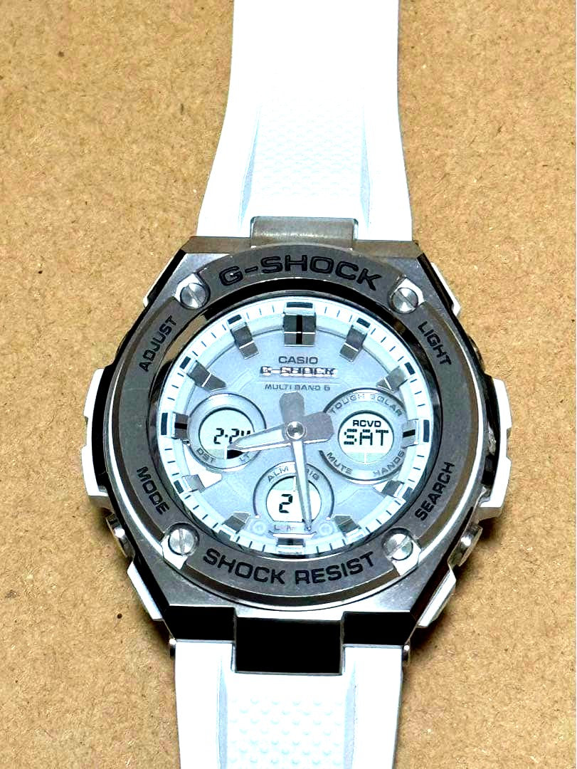 Casio G-Shock G-STEEL GST-W310 men's radio controlled solar watch with white dial and durable design