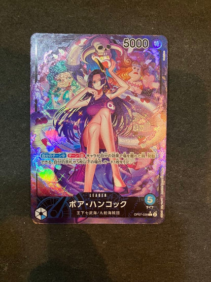 One Piece Card Game trading card Boa Hancock L Parallel OP07-038 with serial number S1179 in protective sleeve