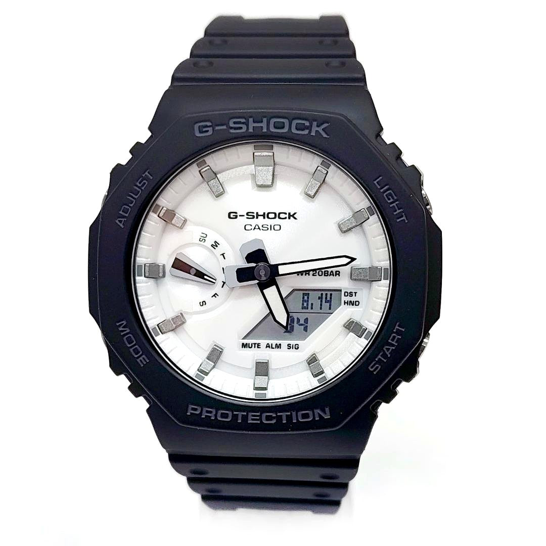 Casio G-Shock GA-2100WD-1AJF watch with white carbon resin case and digital-analog display