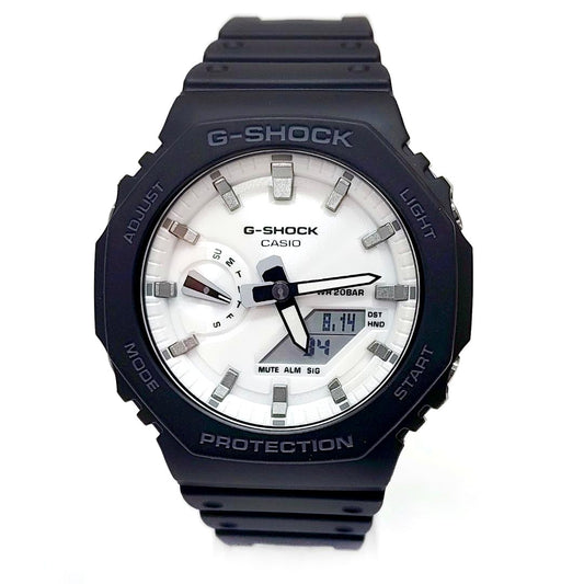 Casio G-Shock GA-2100WD-1AJF watch with white carbon resin case and digital-analog display