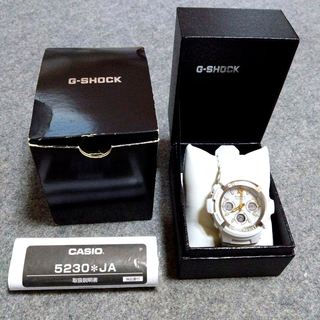 Casio G-Shock Solar Watch AWG-M100SGA-7AJF White and Gold Model — Japan Import