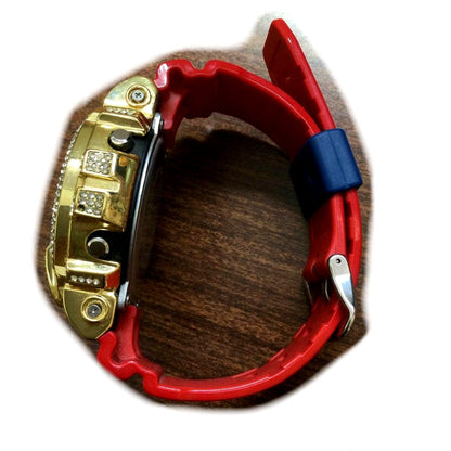 Casio G-Shock Resist Digital Watch DW-6900AC with gold red blue colors and Swarovski stones