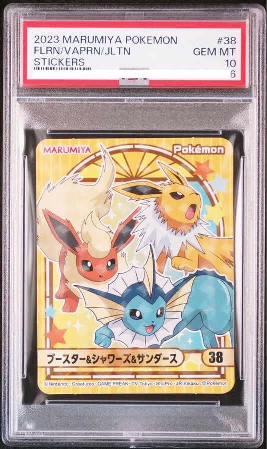 Bandai PSA10 Pokémon Booster Vaporeon Jolteon sticker set in PSA graded hard case from Japan