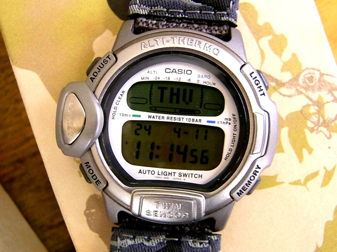 Casio Pro Trek WWF Limited Panda Model PRL-20WBJ-1T watch showing operational sound and backlight