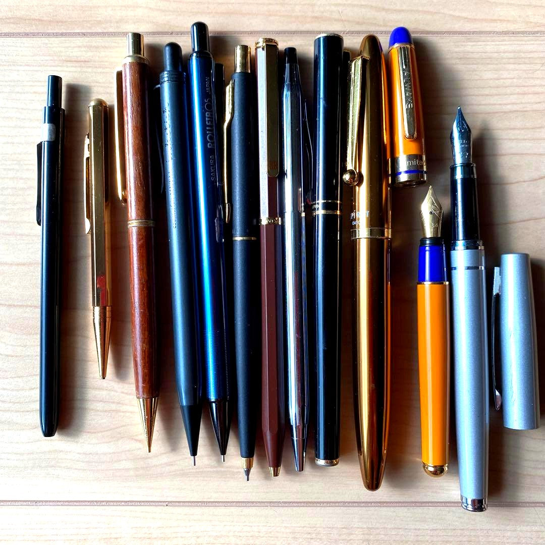 Sakura, Exceed, Givenchy, Cross, Ohto, Parker, San-X Pen Set with Fountain and Mechanical Pencils, Metal and Wood Materials — Japa