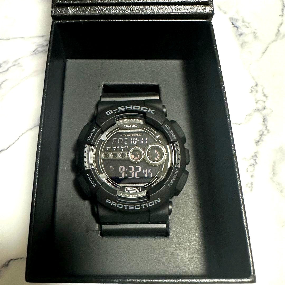 Casio G-Shock GD-100 black series watch, brand new, Japan import, front view