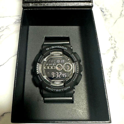 Casio G-Shock GD-100 black series watch, brand new, Japan import, front view