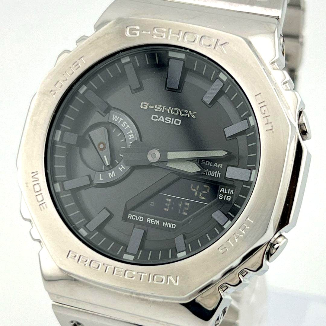 Casio G-Shock GM-B2100D-1AJF full metal watch with black dial and silver band