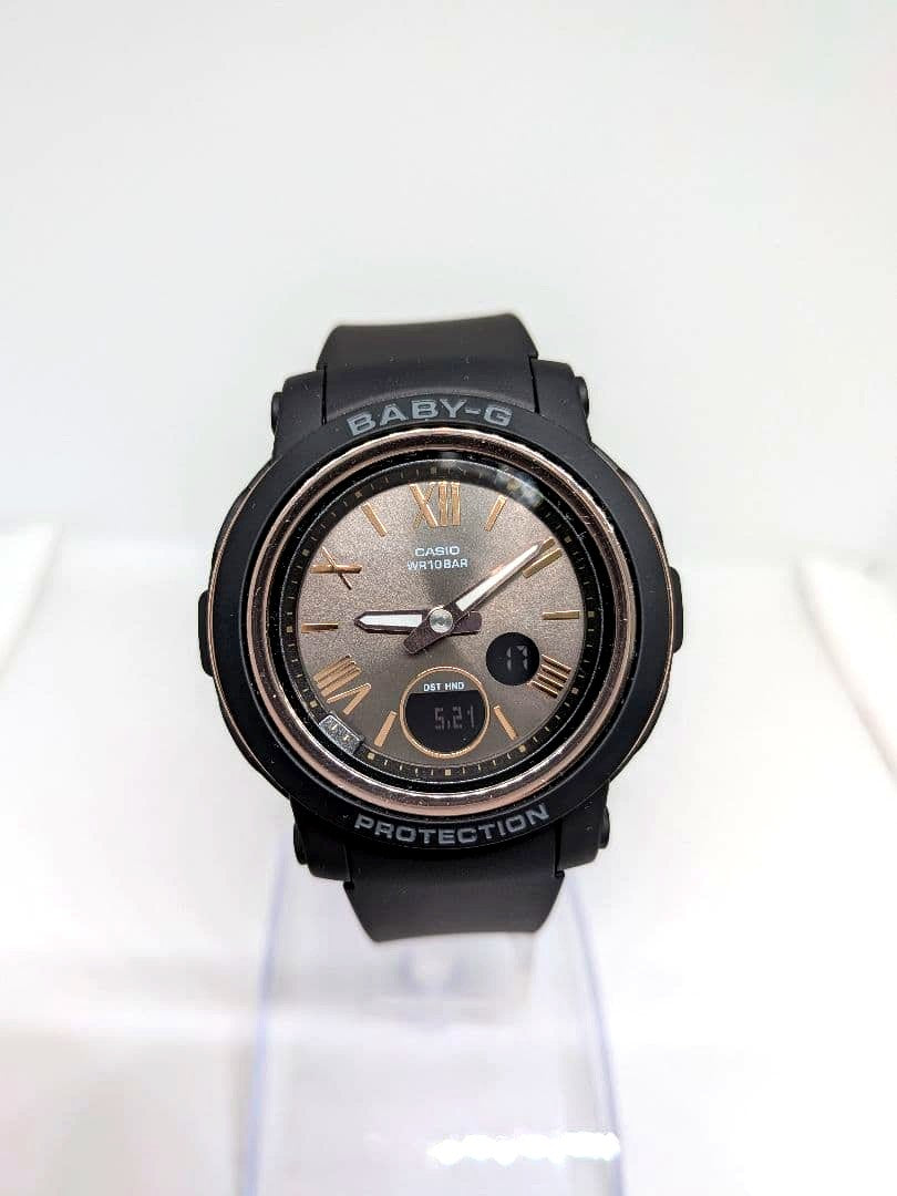 Casio Baby-G BGA-290 Series black and rose gold digital analog wristwatch with box and manuals