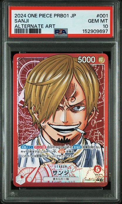 One Piece Sanji Leader Parallel PSA10 graded card in protective PSA case from Japan